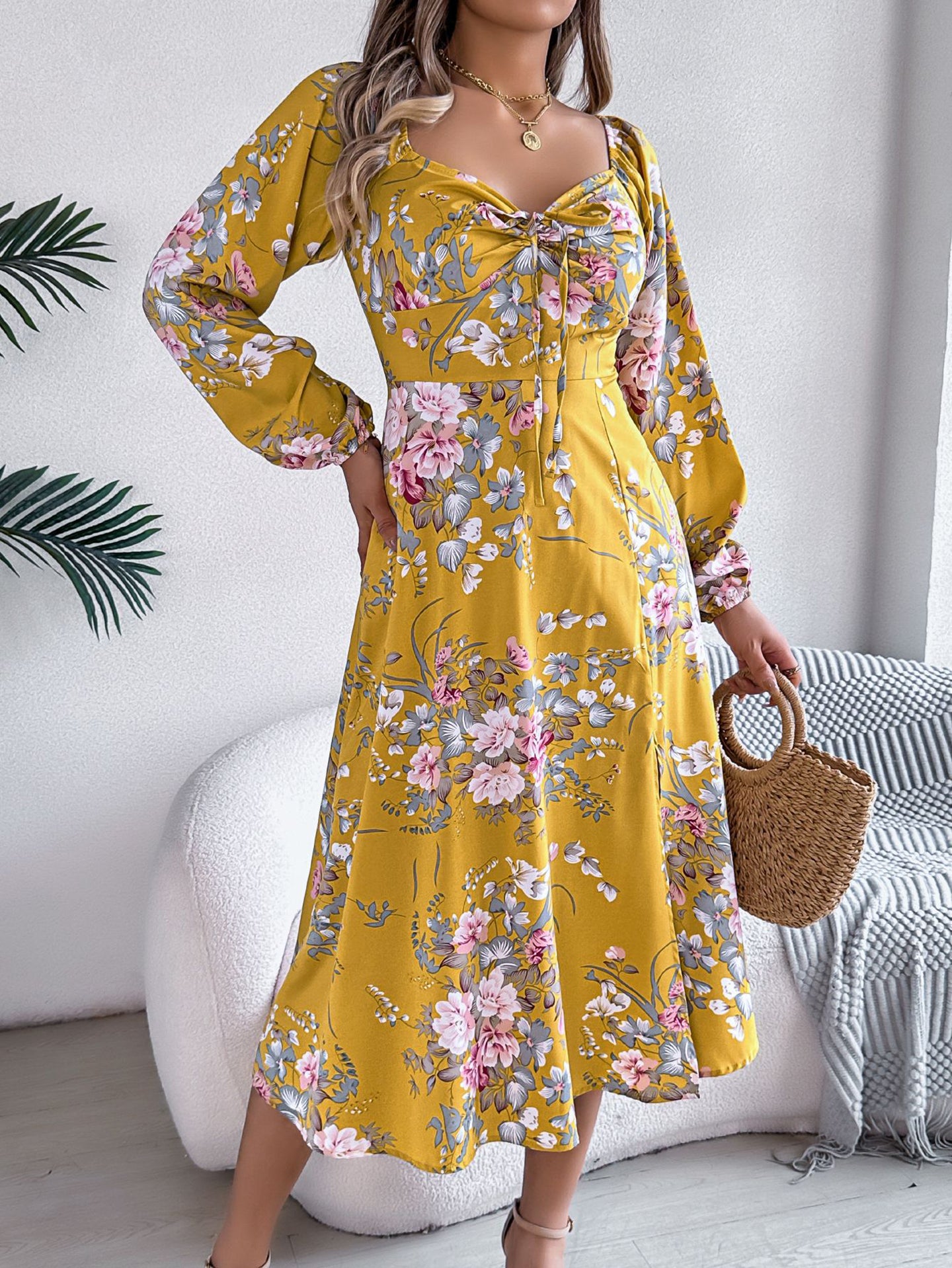 Women Floral Printed A-Line Midi Dress