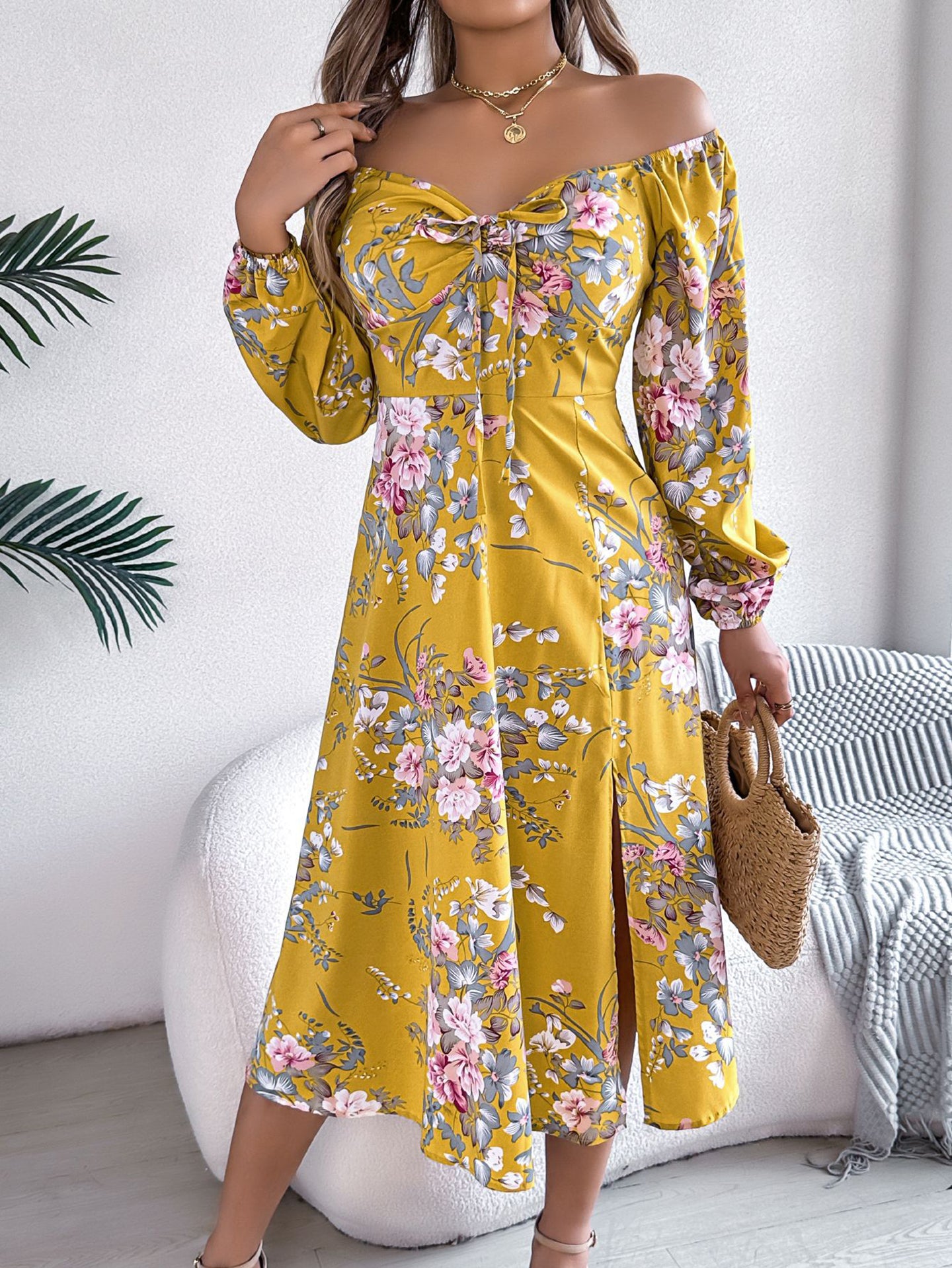 Women Floral Printed A-Line Midi Dress