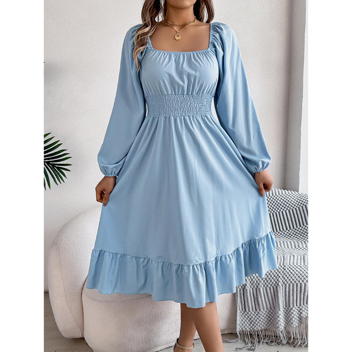 Women Square Neck Fit and Flare Midi Dress