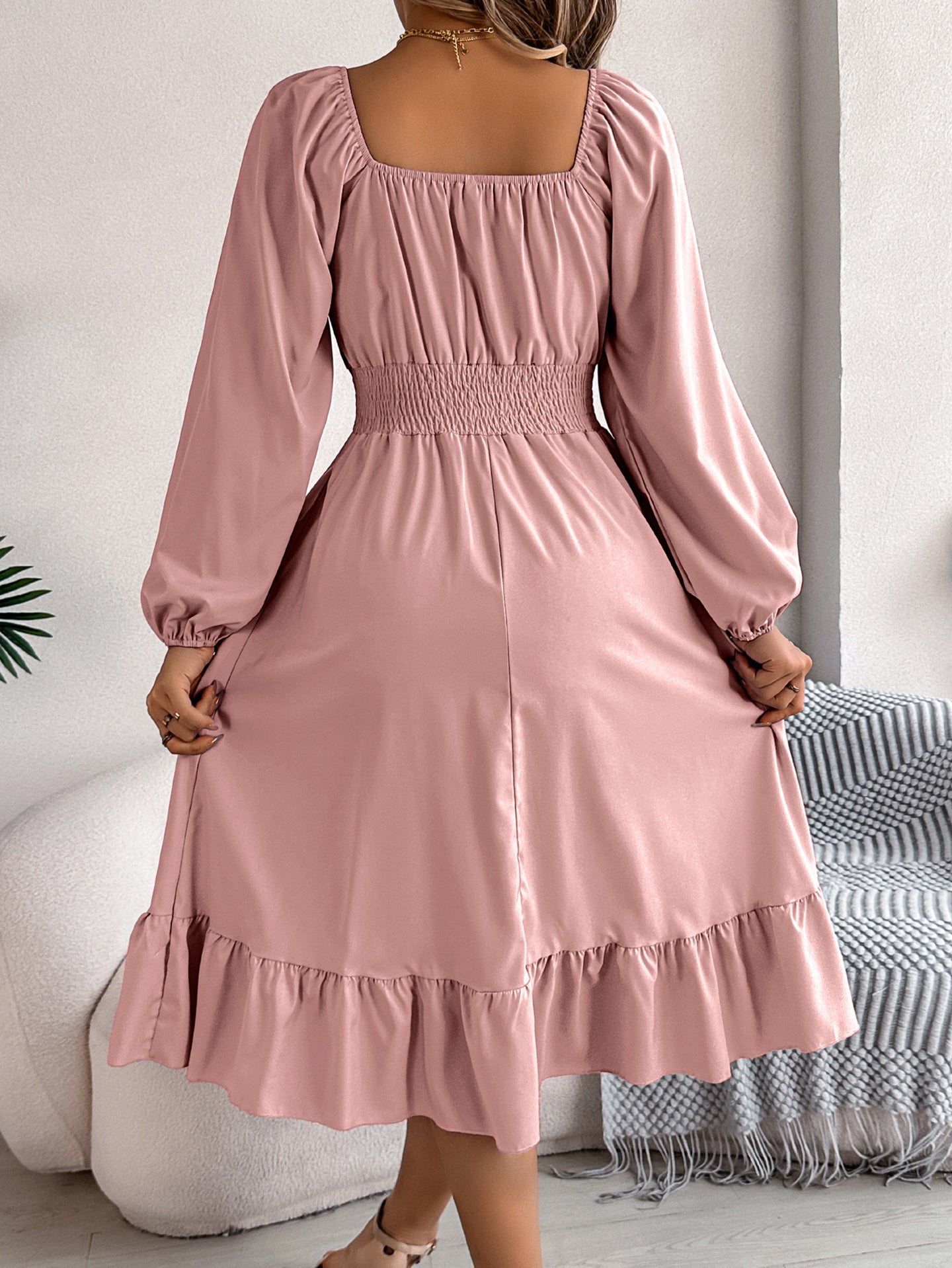 Women Square Neck Fit-Flare Dress
