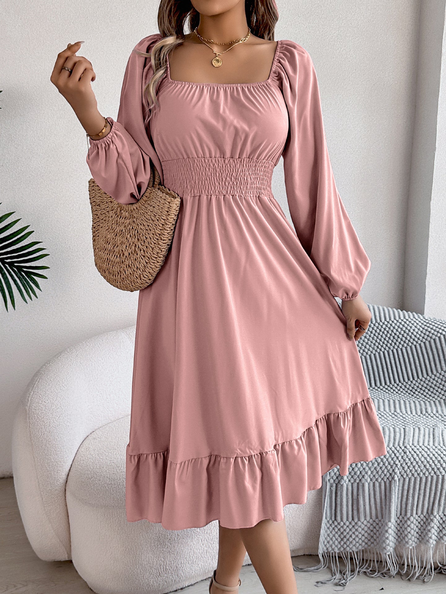 Women Square Neck Fit-Flare Dress