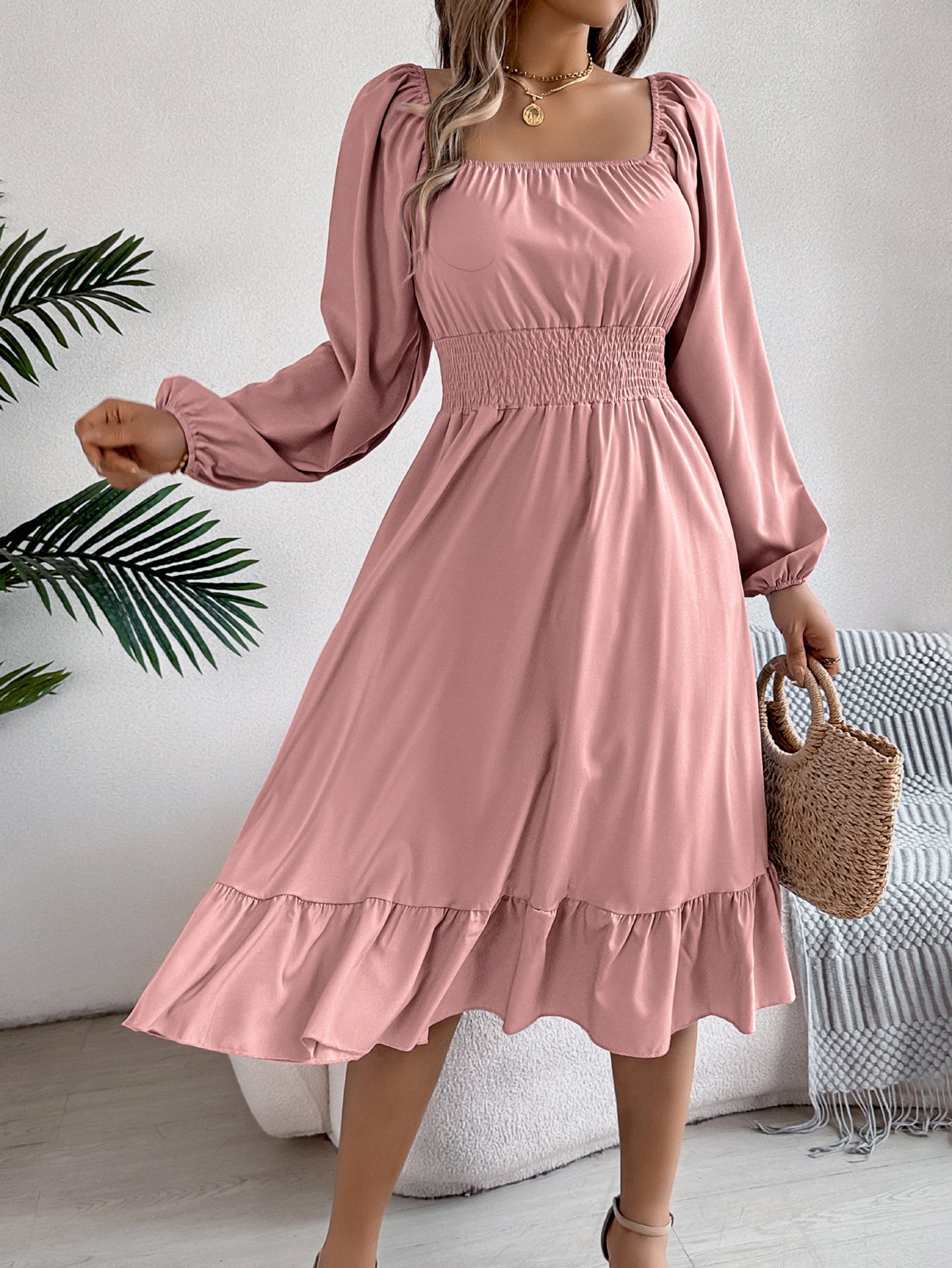 Women Square Neck Fit-Flare Dress