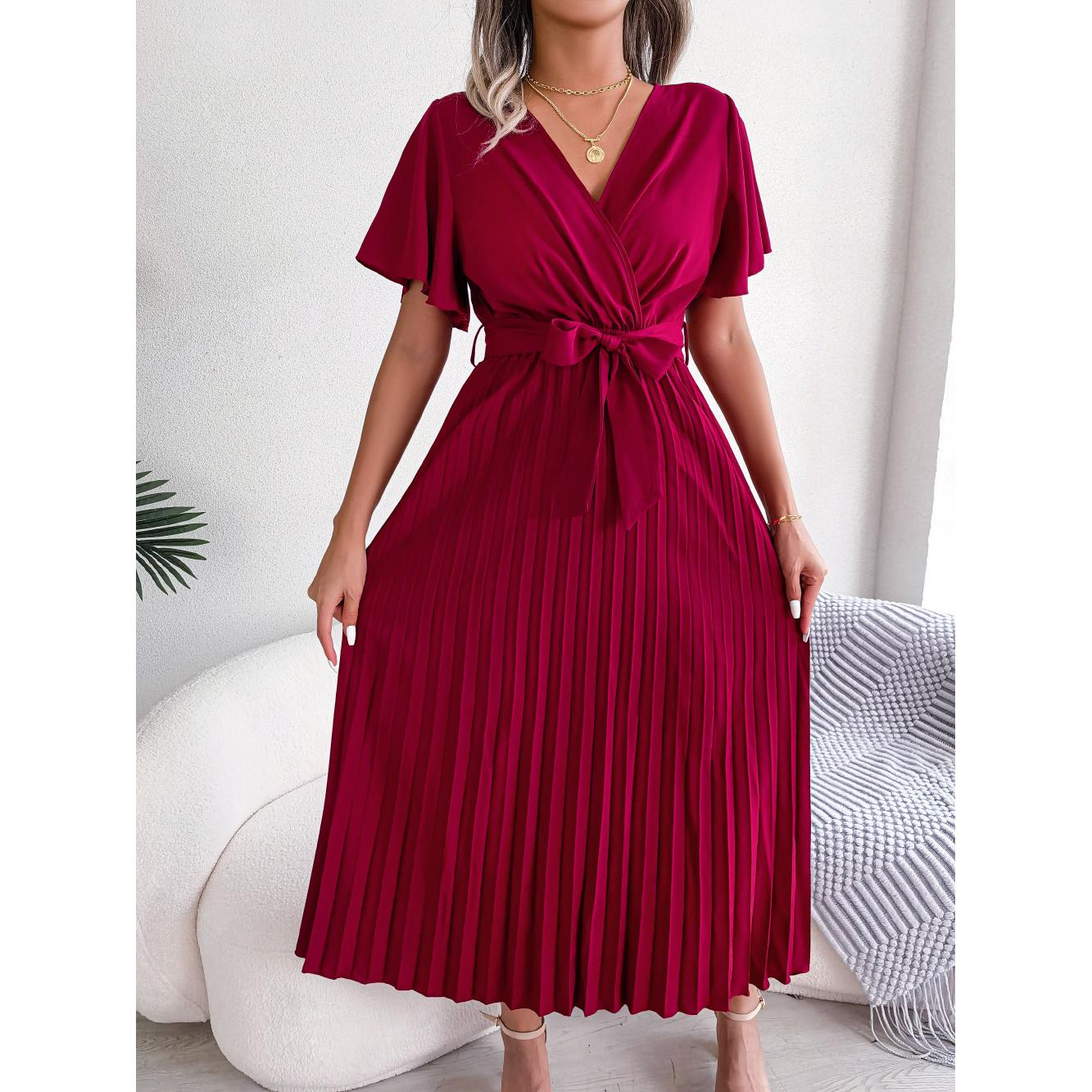 Puff Sleeve A-Line Midi Dress