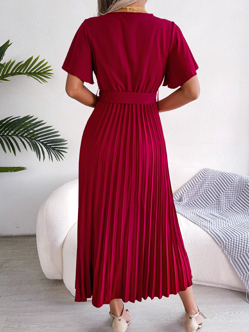 Puff Sleeve A-Line Midi Dress