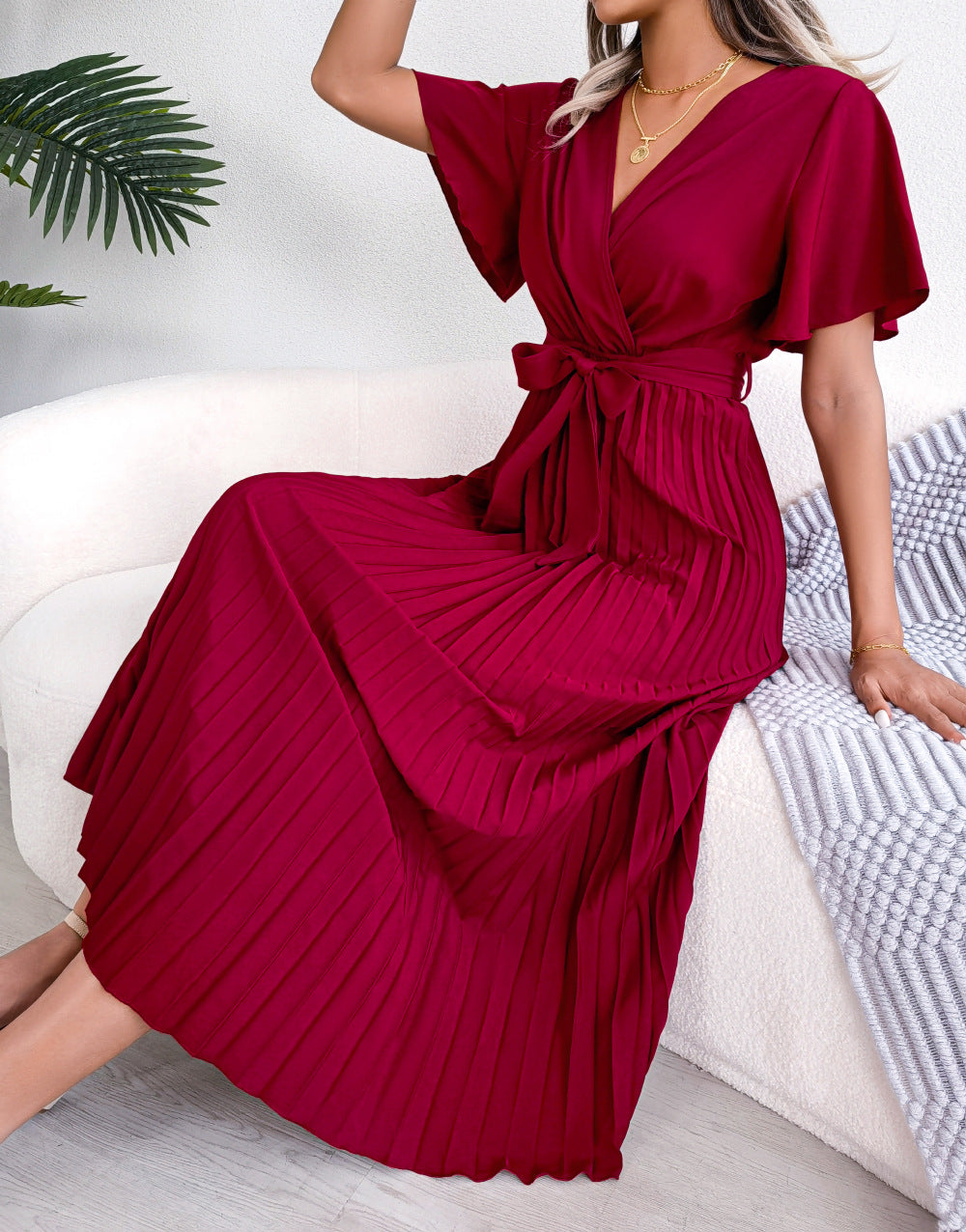 Puff Sleeve A-Line Midi Dress