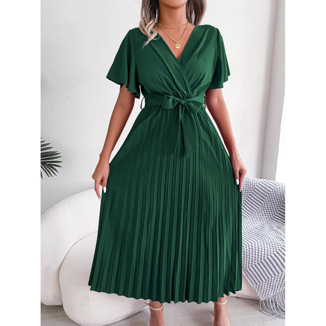 Puff Sleeve A-Line Midi Dress