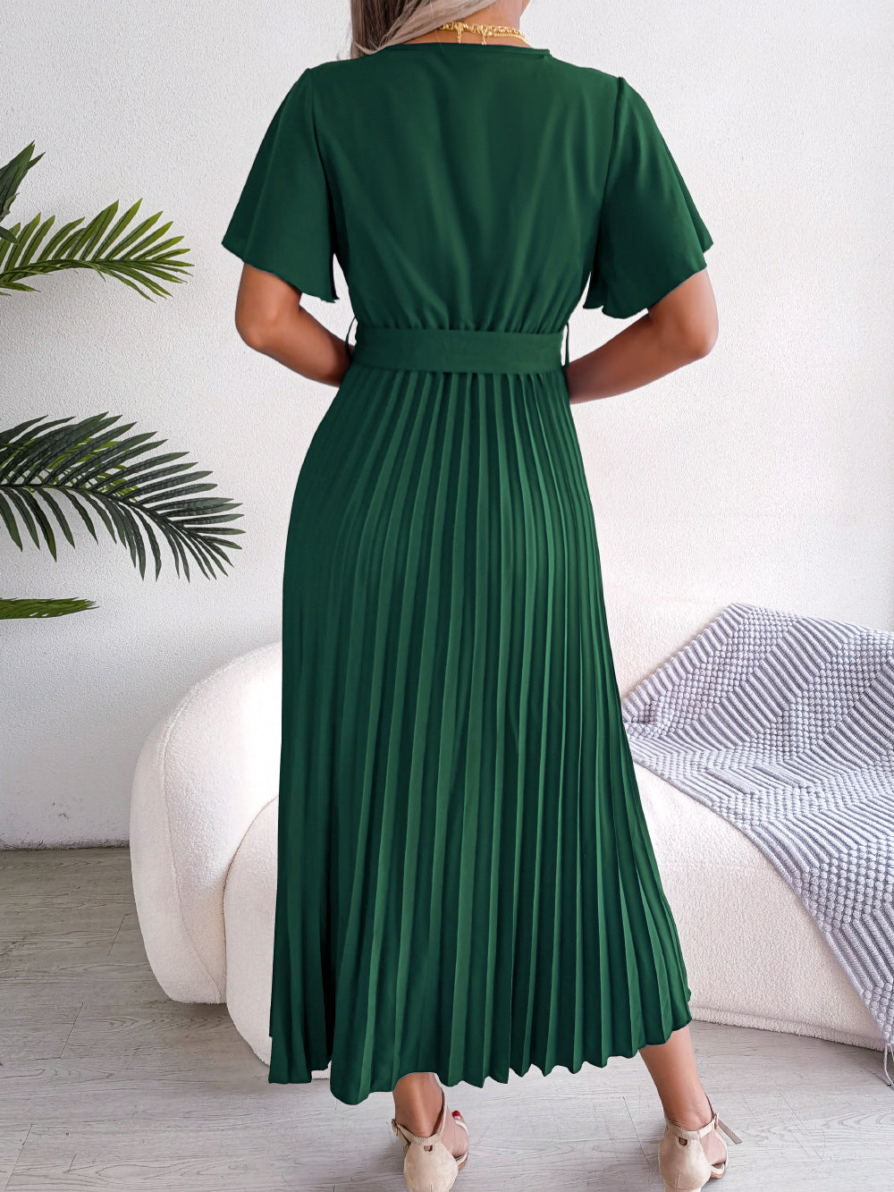 Puff Sleeve A-Line Midi Dress