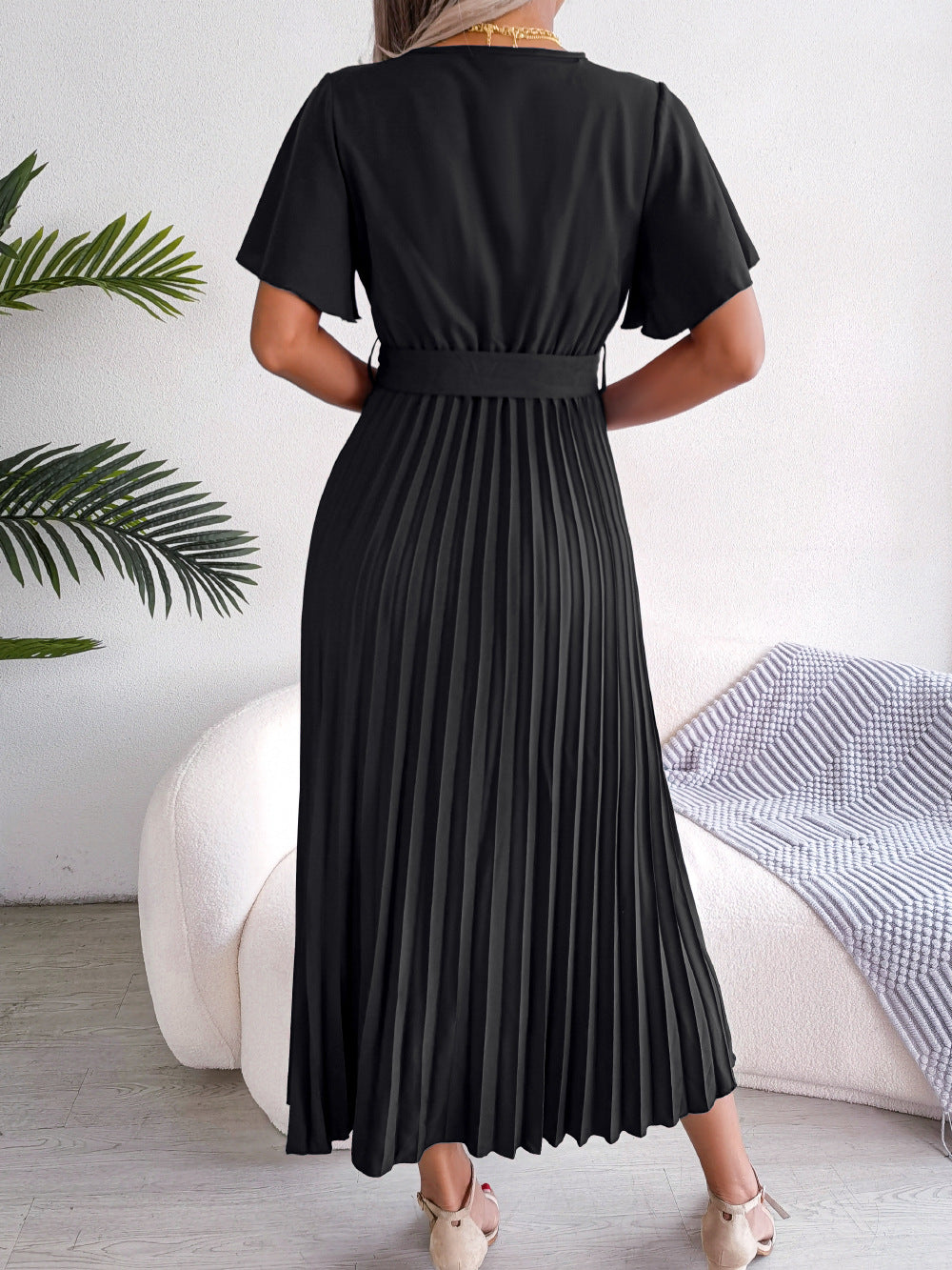 Puff Sleeve A-Line Midi Dress