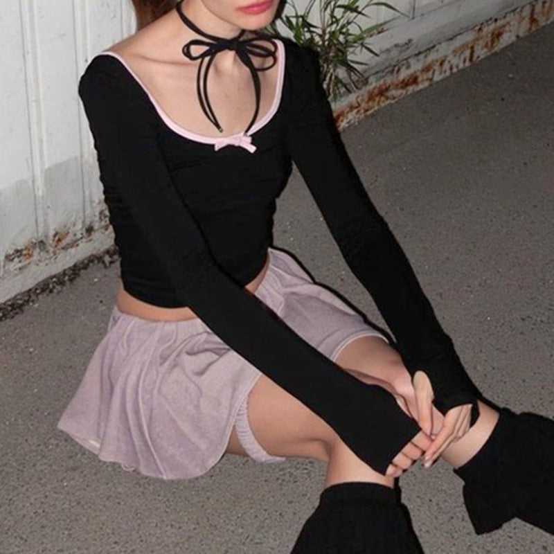 Black Fitted Crop Top