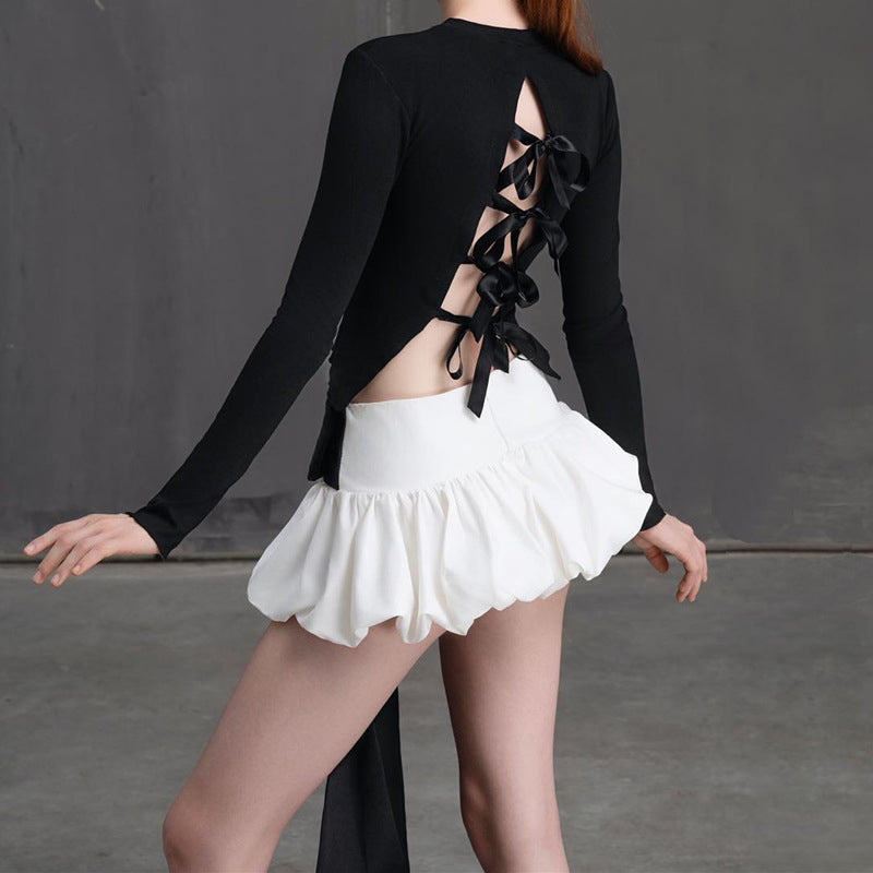 Black Crop Top With Mini Skirt