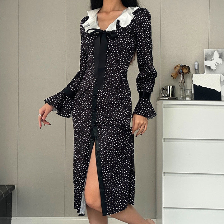Long Sleeves Geometric Print Sheath Dress