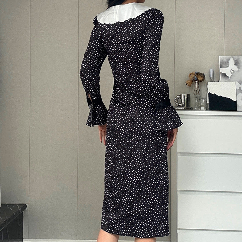 Long Sleeves Geometric Print Sheath Dress