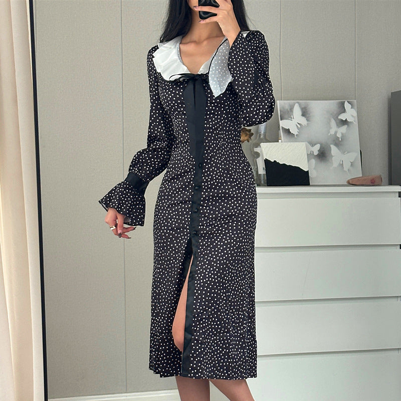 Long Sleeves Geometric Print Sheath Dress