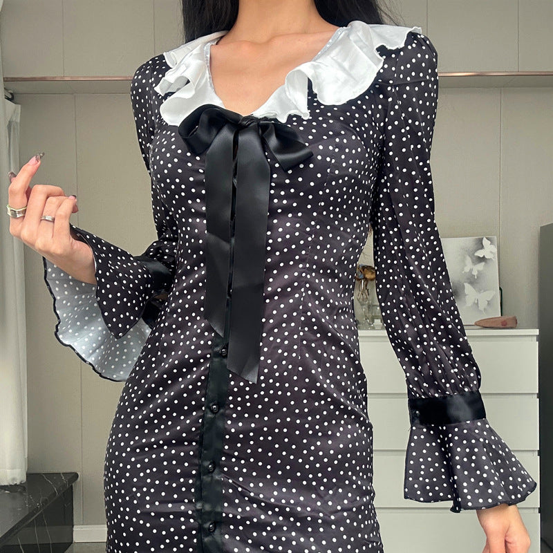 Long Sleeves Geometric Print Sheath Dress