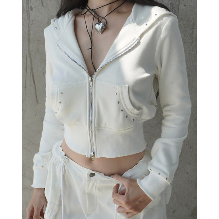 White Lapel Collar Insulator Crop Tailored Jacket
