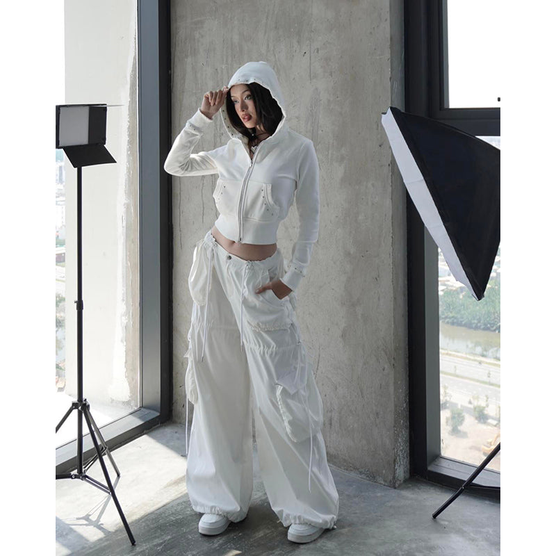 White Lapel Collar Insulator Crop Tailored Jacket