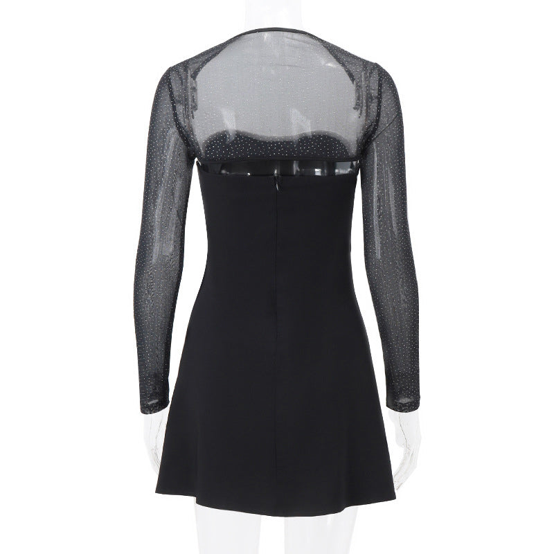 Black & White Off-Shoulder Bow Detailed Fit and Flare Dress
