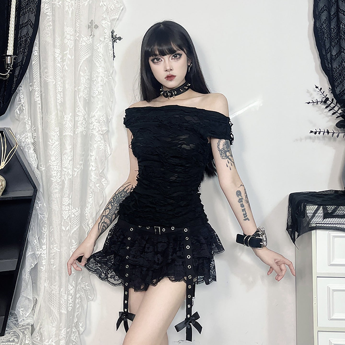 Women Self Design Bardot Top