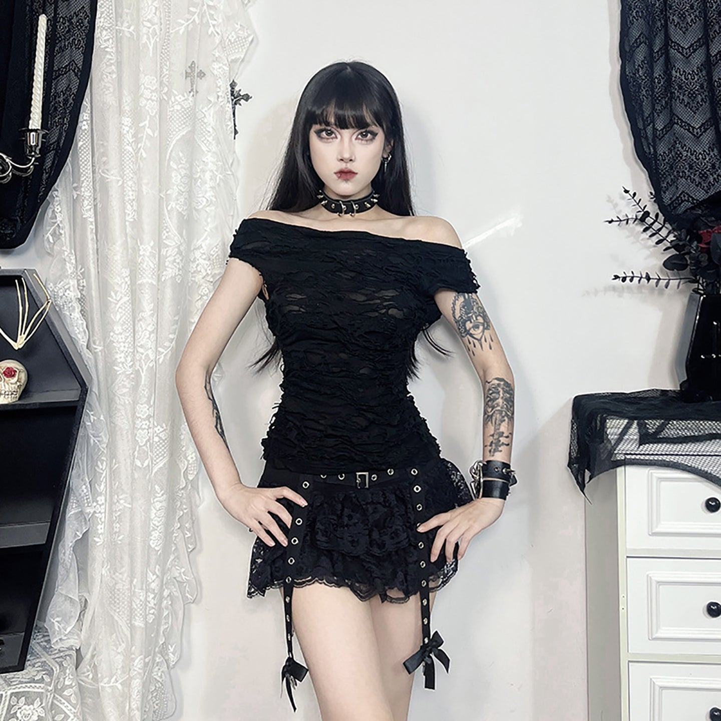 Women Self Design Bardot Top