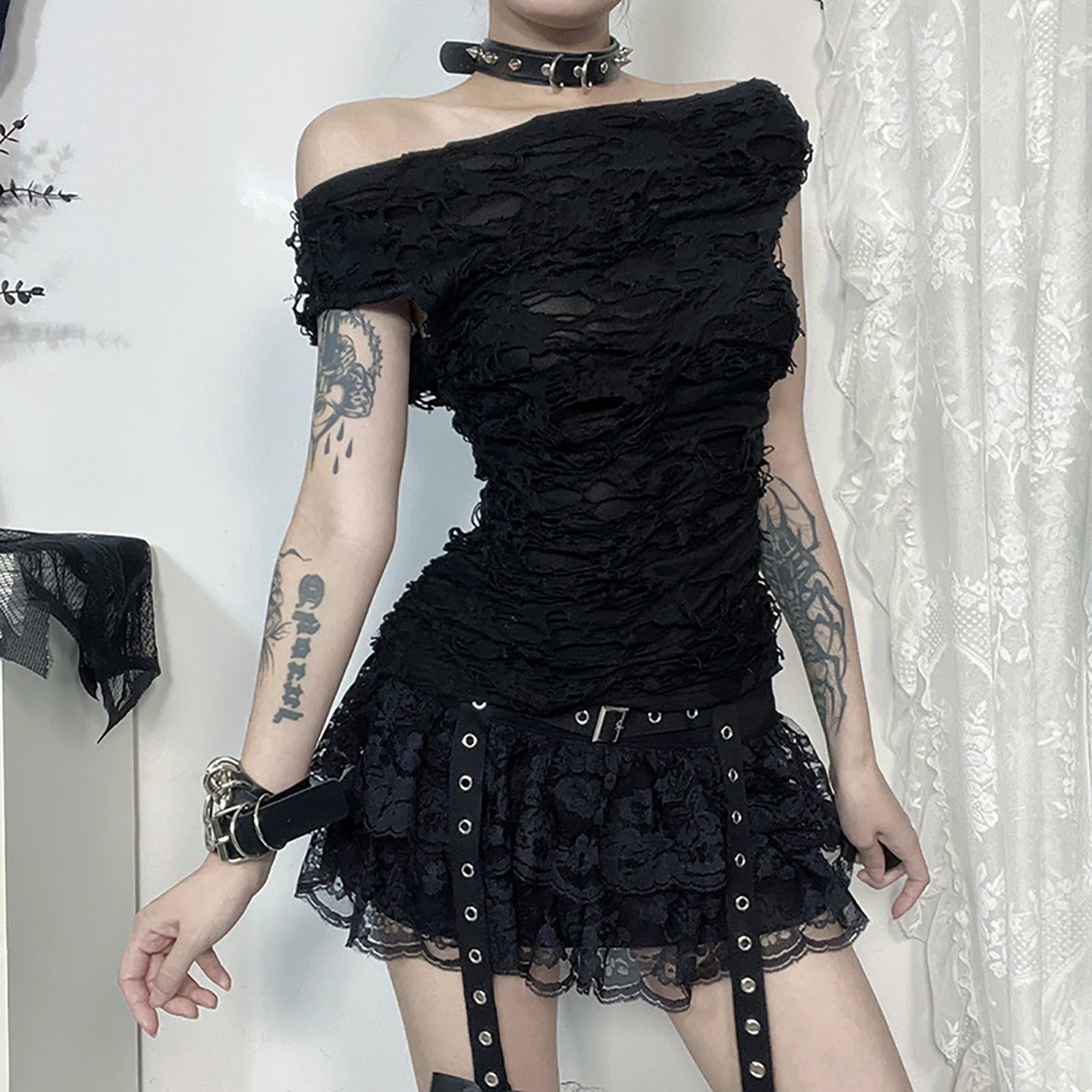 Women Self Design Bardot Top