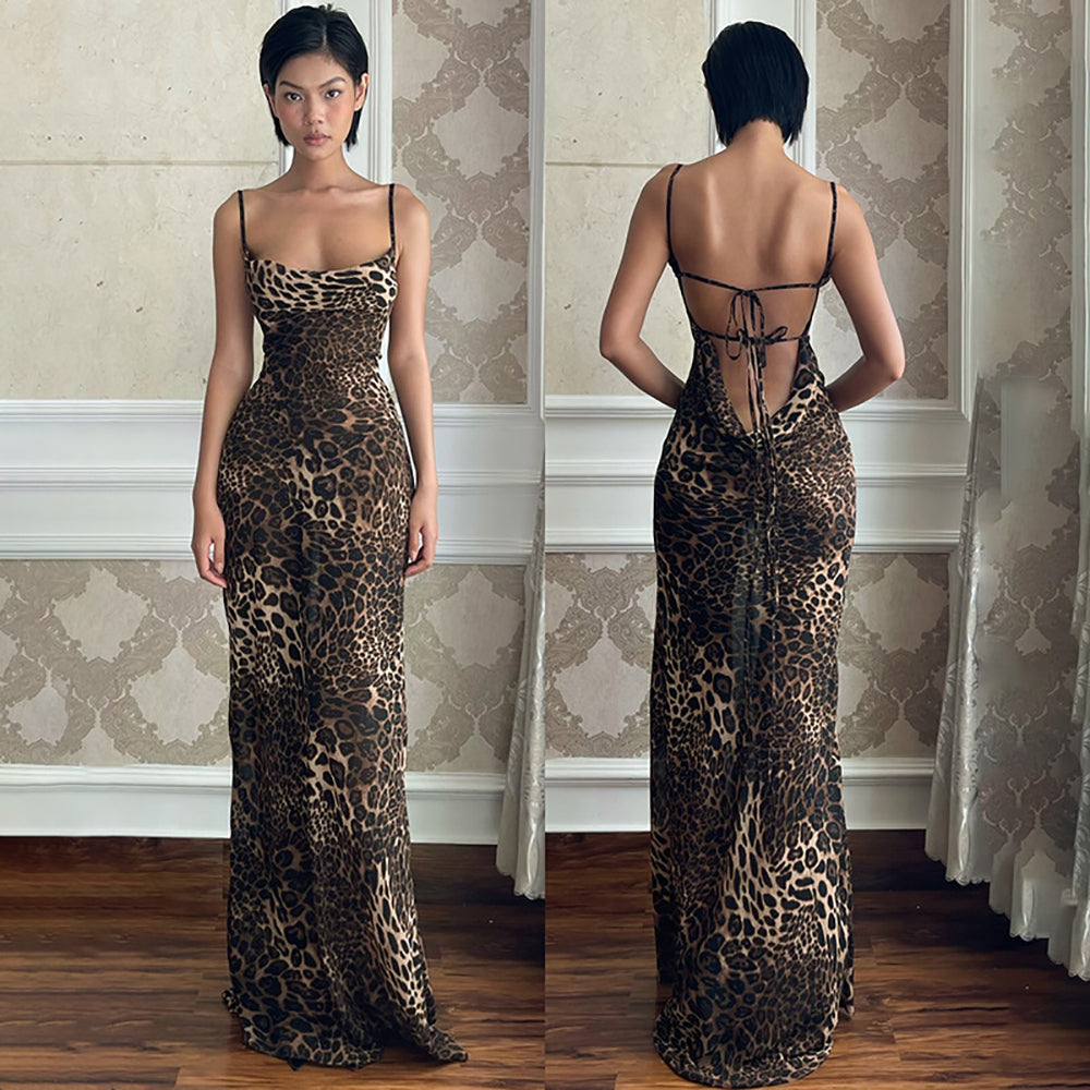 Women Animal Printed Bodycon Maxi Dress
