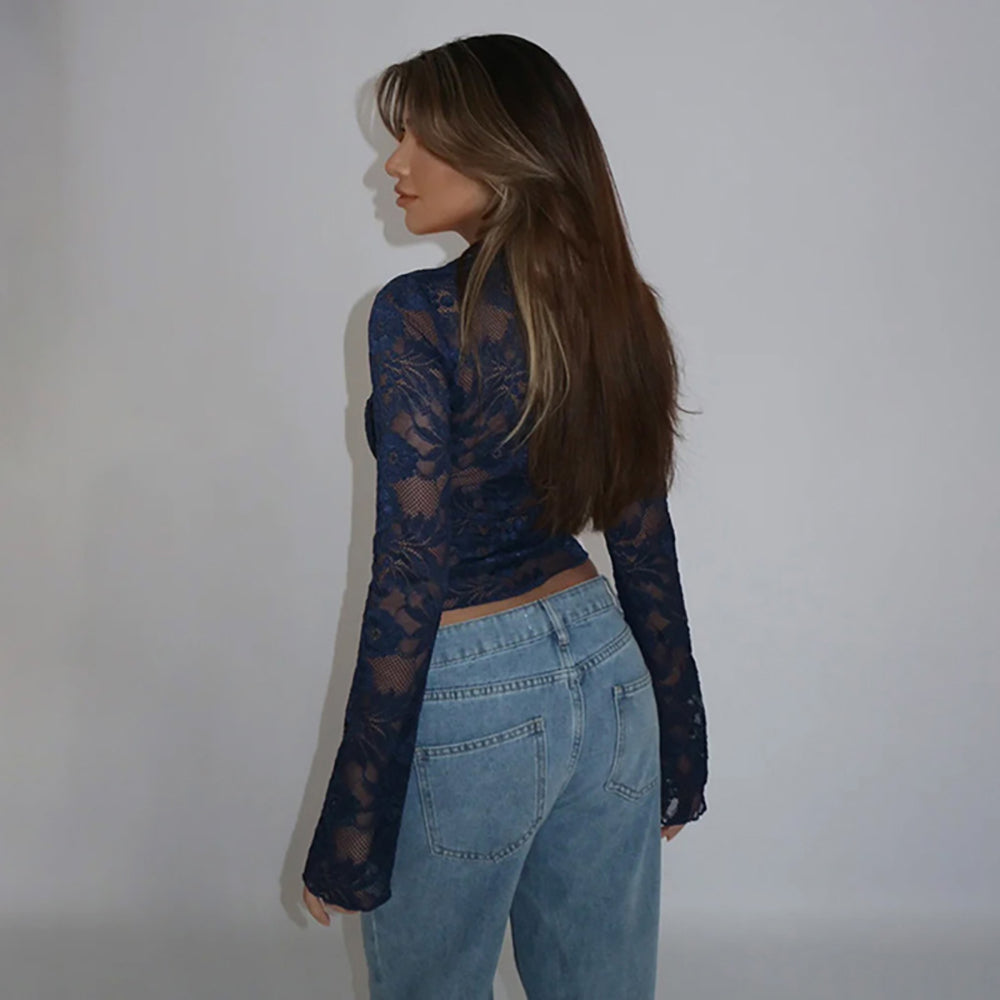 Solid Semi-Sheer Fitted Crop Top