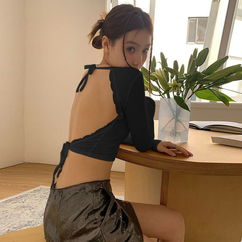 Black Crop Fitted Top