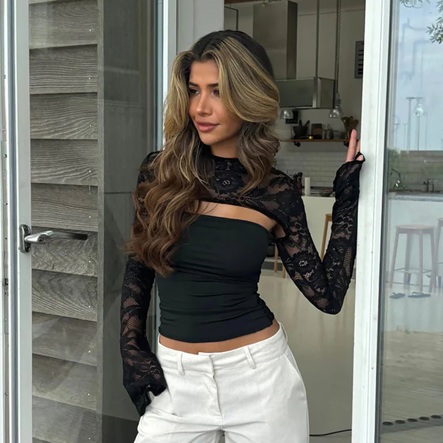 Women Floral Self Design Round Neck Top