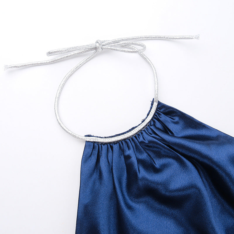 Blue Halter Neck Maxi Dress