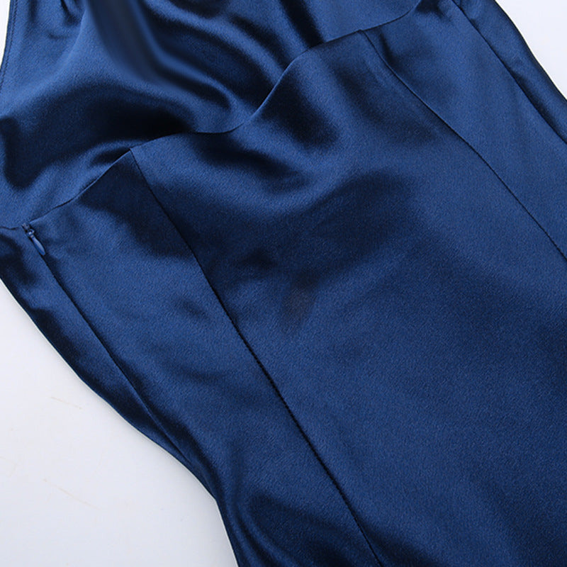 Blue Halter Neck Maxi Dress