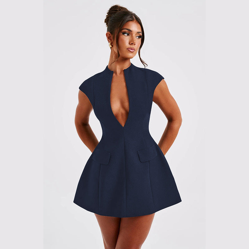 Short Sleeves Round Neck Fit & Flare Mini Dress