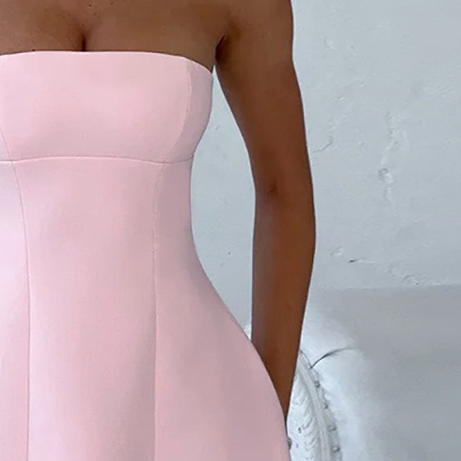 Women Strapless Bandeau Mini Dress