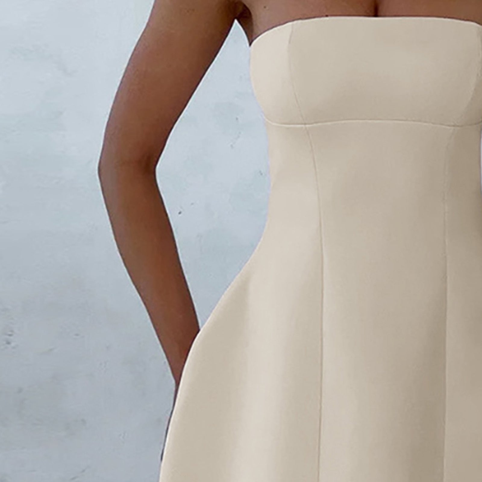 Solid Strapless Fit & Flare Mini Dress