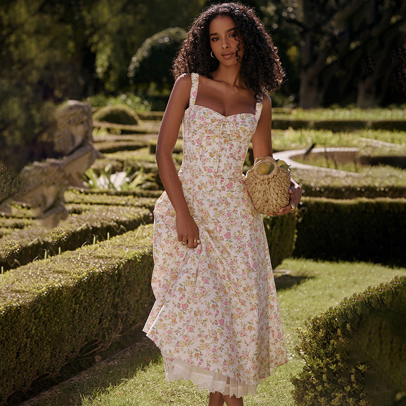 Floral Print Midi Fit and Flare Dress