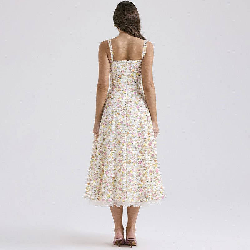 Floral Print Midi Fit and Flare Dress