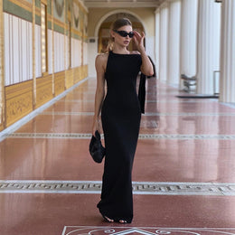 Women One Shoulder Tie-Up Bodycon Dress