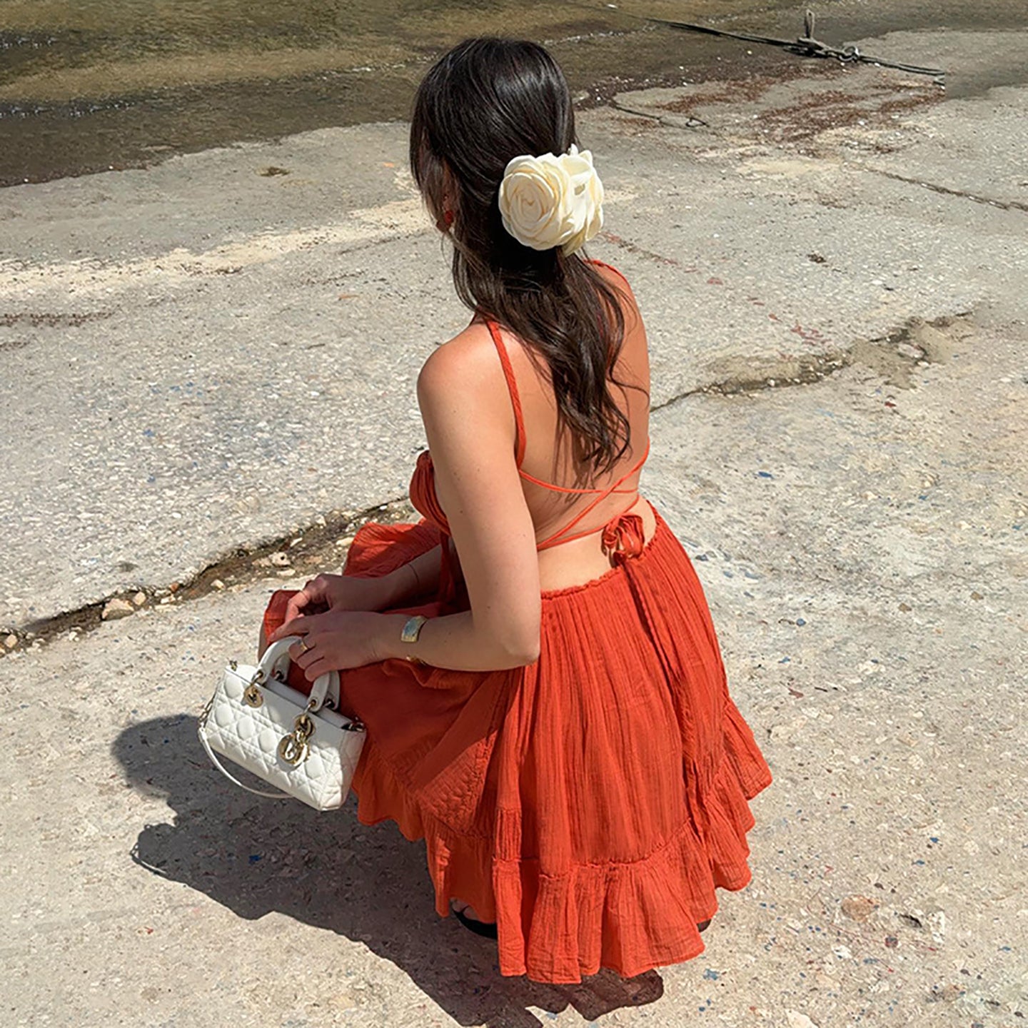 Shoulder Straps Backless Fit & Flare Dress