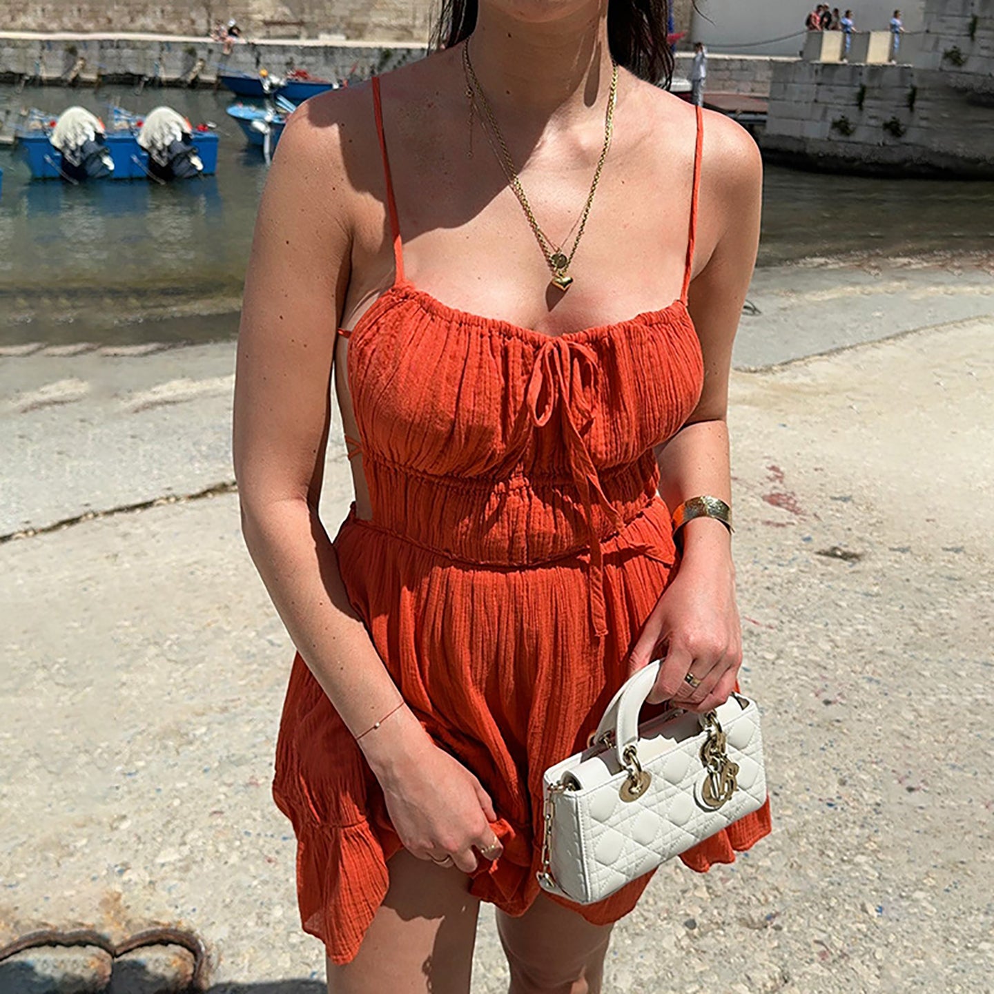 Shoulder Straps Backless Fit & Flare Dress