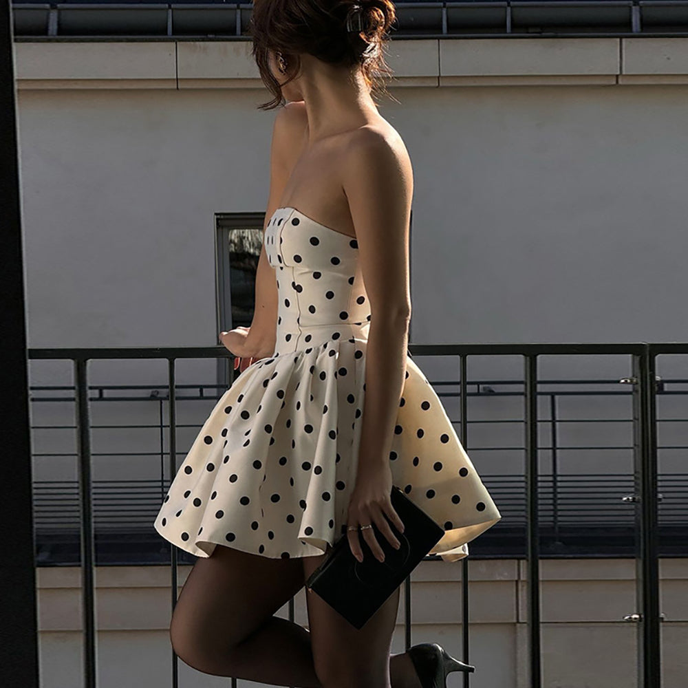 Polka Dot Print Bodycon Mini Dress