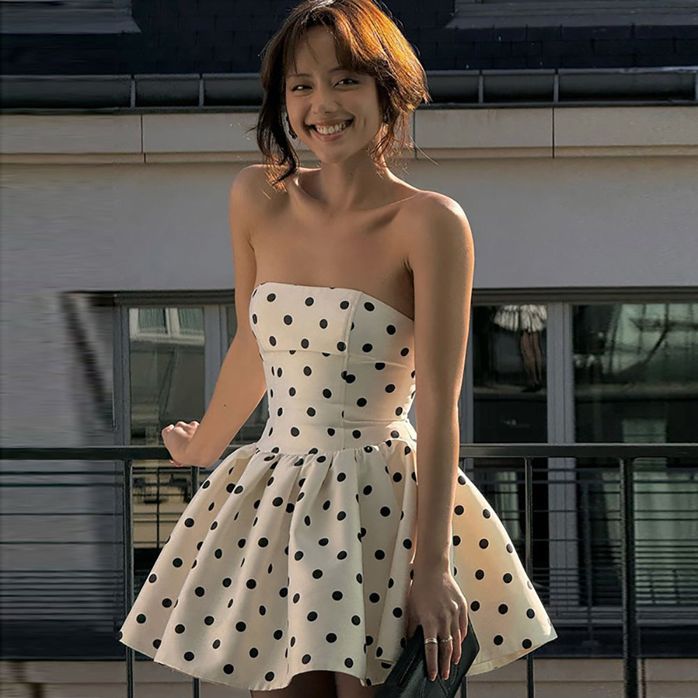 Polka Dot Print Bodycon Mini Dress