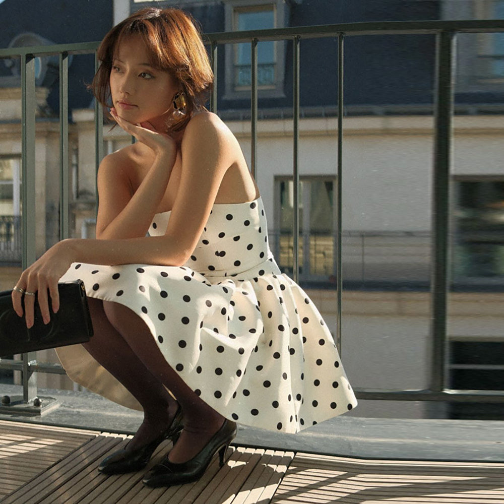 Polka Dot Print Bodycon Mini Dress