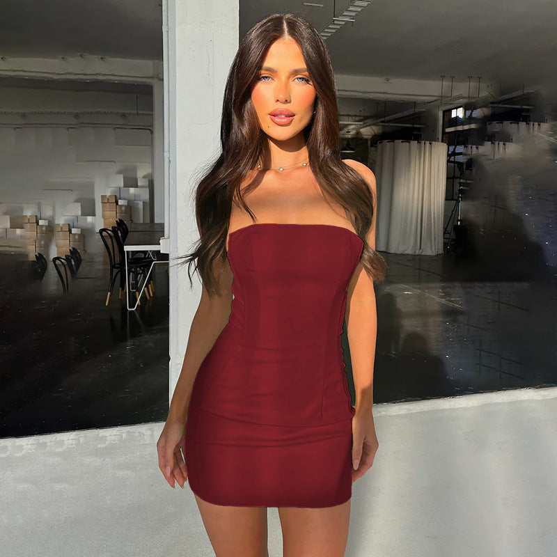 Women Bodycon Strapless Mini Dress