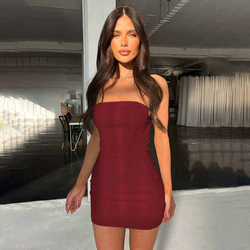 Women Bodycon Strapless Mini Dress