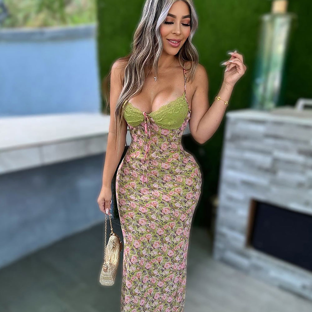 Floral Printed Sheath Maxi Dress