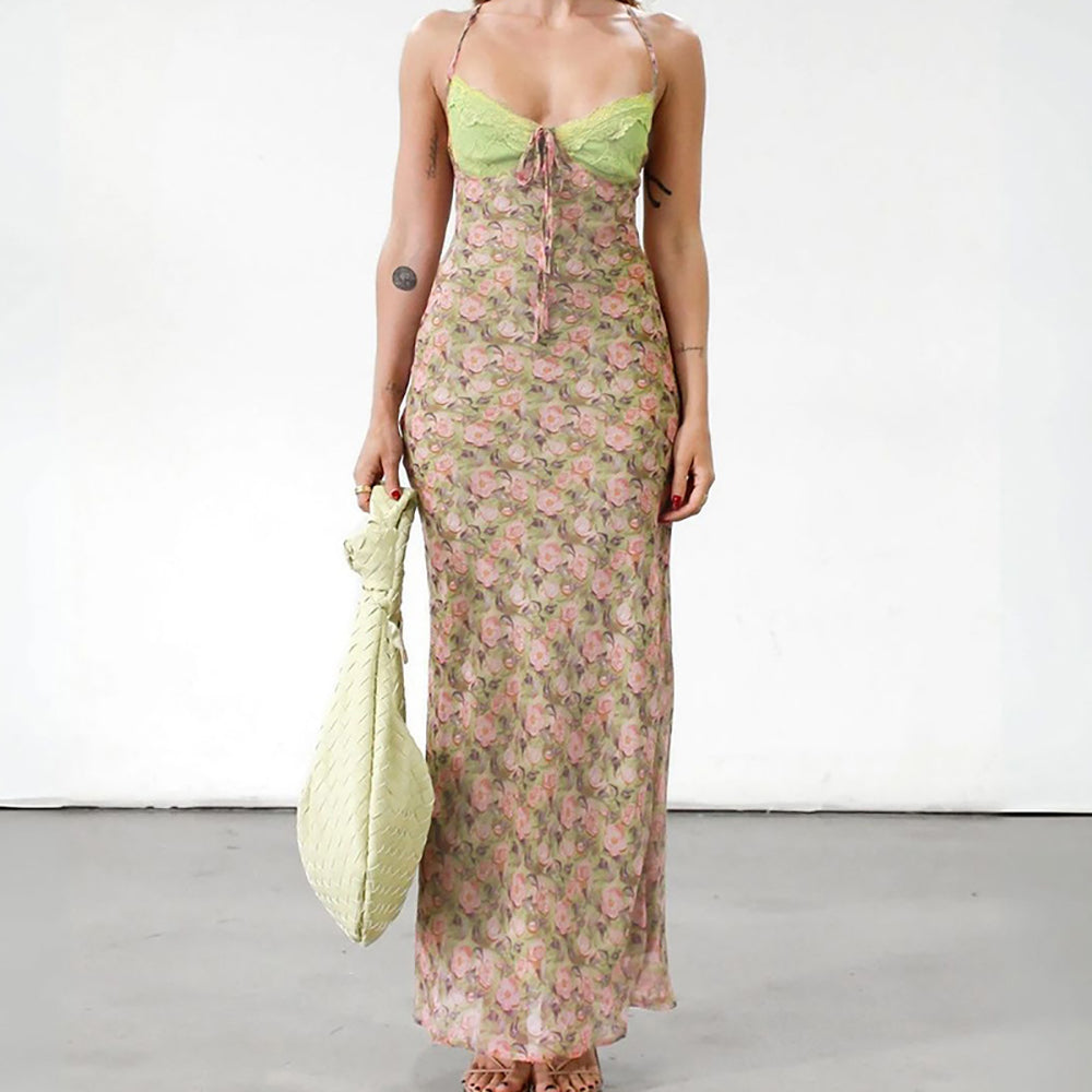 Floral Printed Sheath Maxi Dress