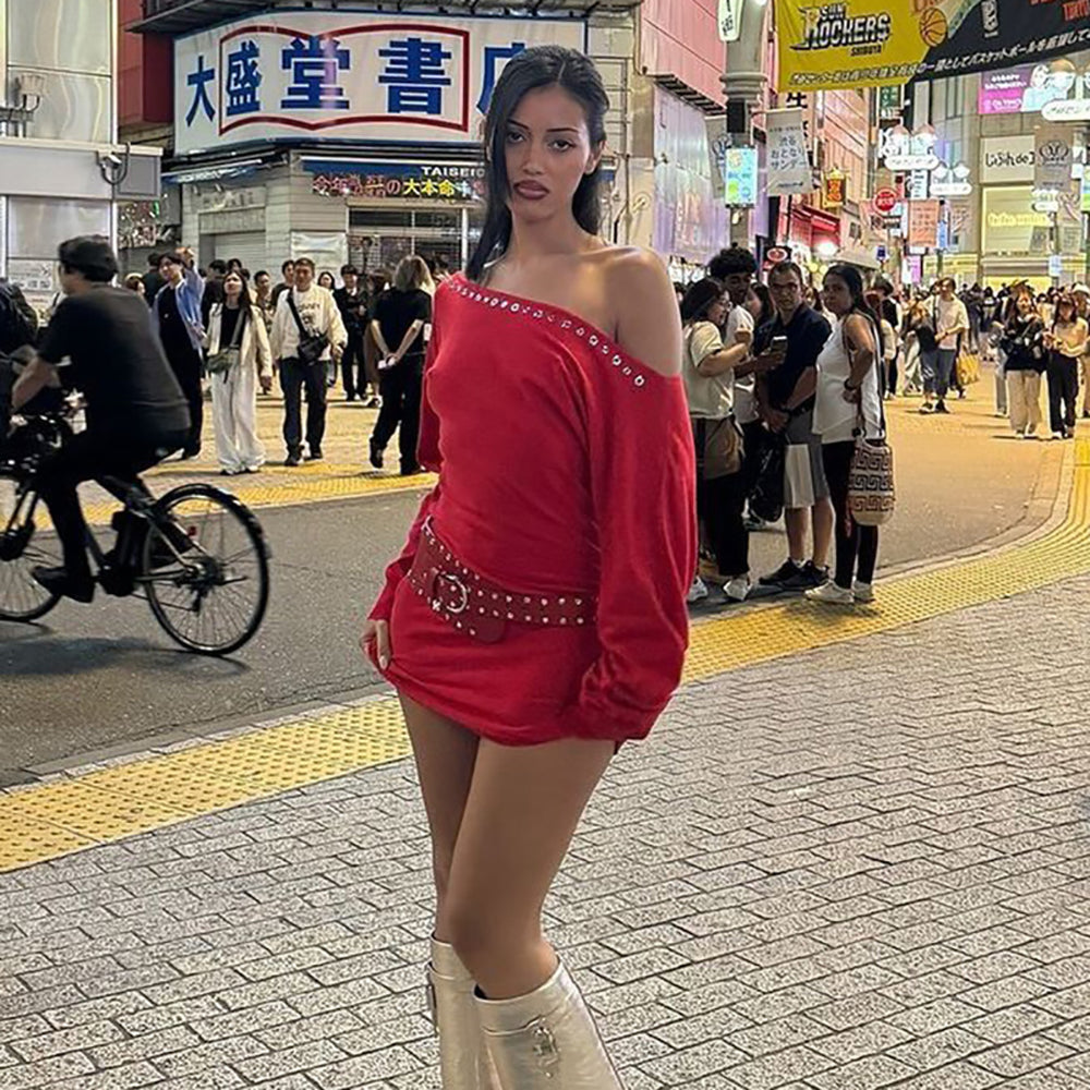 Women Off-Shoulder Sheath Mini Dress