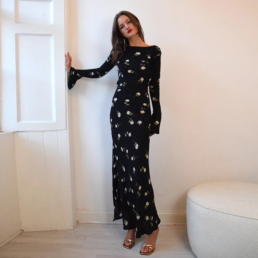 Women Floral Printed Chiffon Maxi Dress