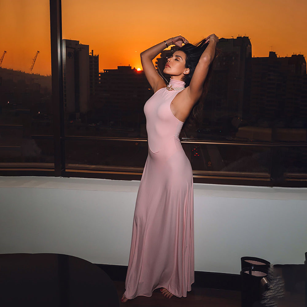 Women High Neck Maxi Dress