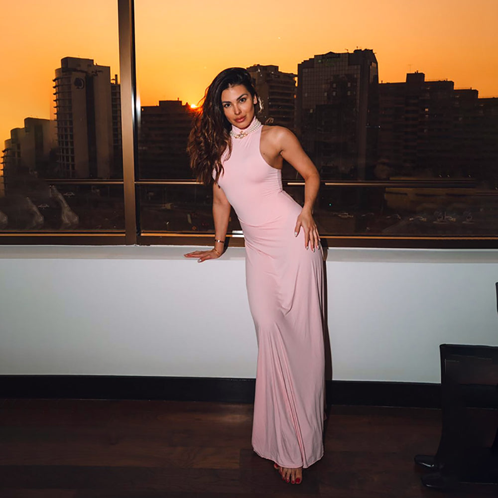 Women High Neck Maxi Dress