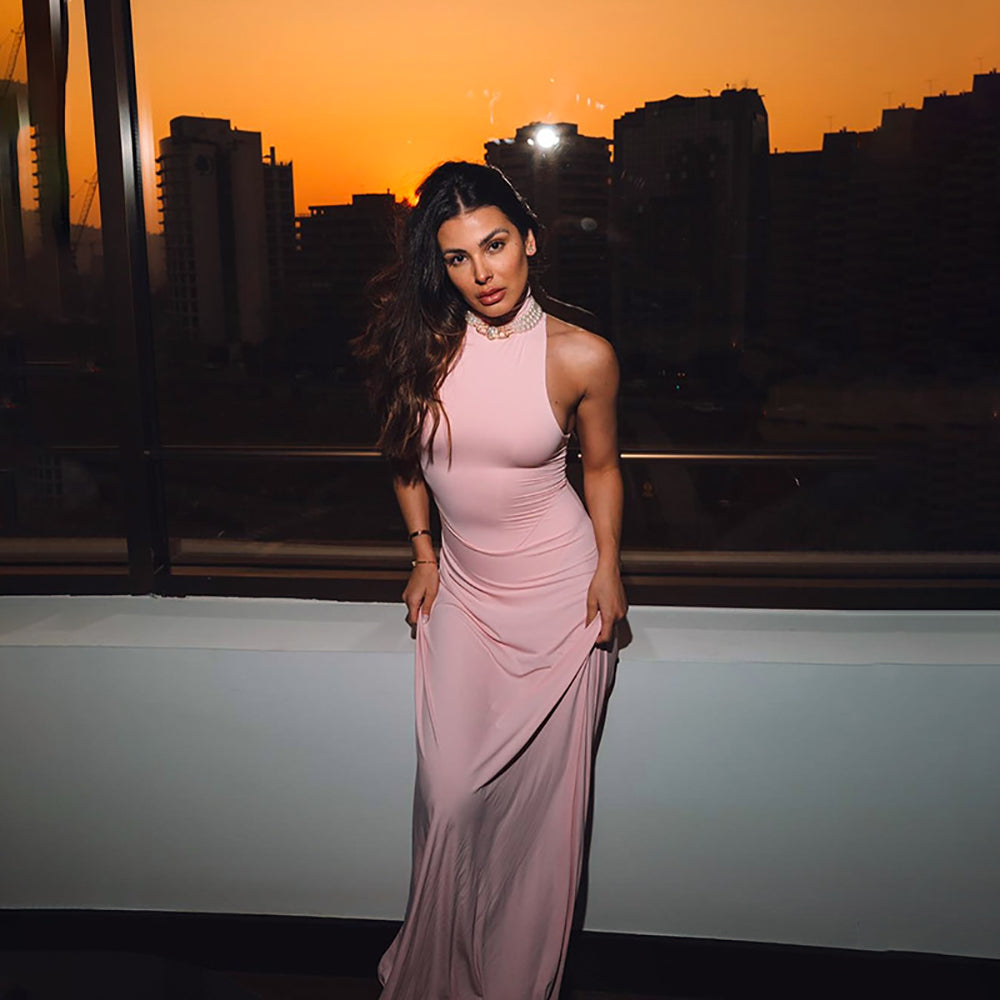 Women High Neck Maxi Dress
